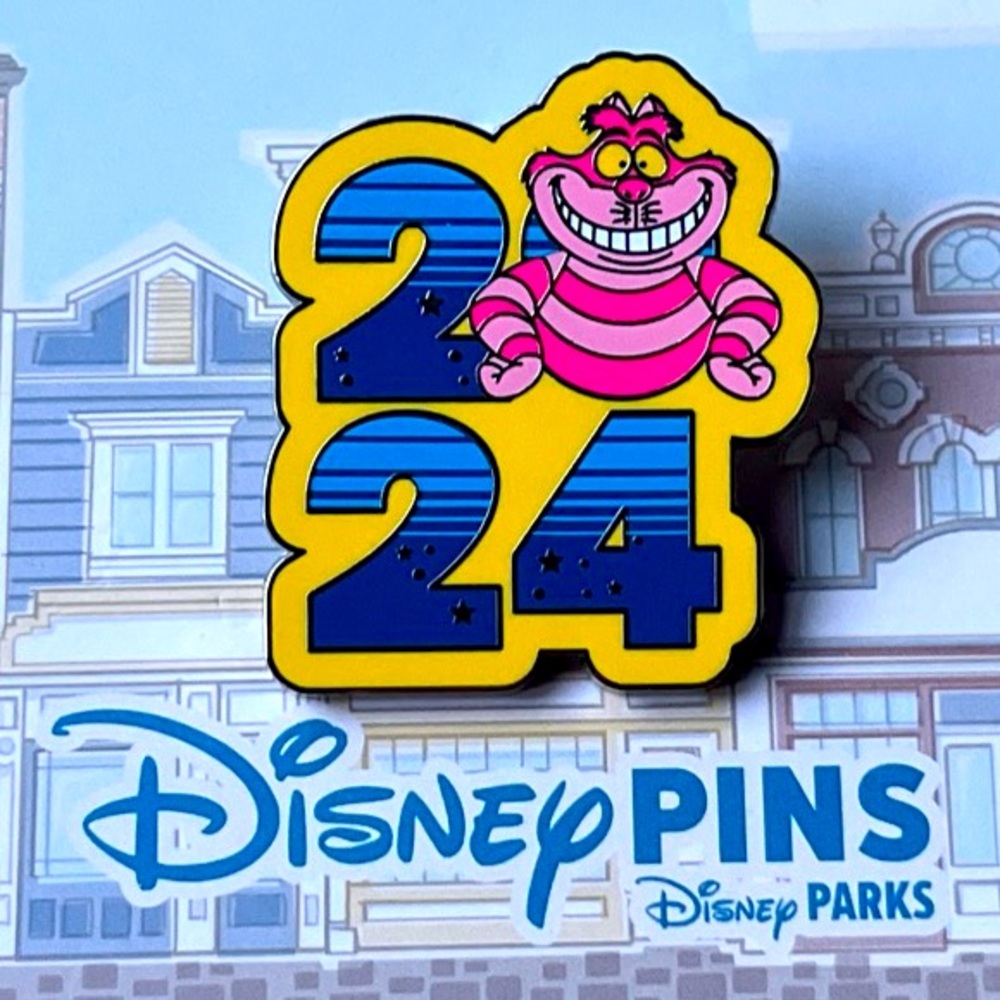 Disney Parks 2024 Dated Yearly Cheshire Cat Booster Pin Alice in Wonderland